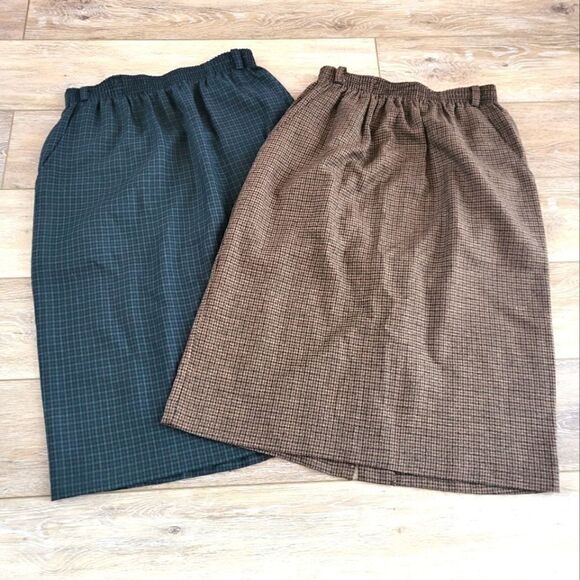 2 Vintage Briggs skirts With Pockets. Plaid Fall Winter Fashion Business - Picture 1 of 14